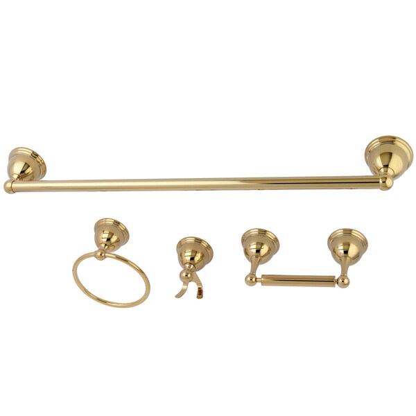 Restoration 4-Piece Bathroom Hardware, Polished Brass